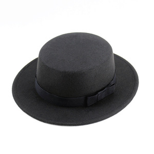 Chapeau Fedora classique à large bord SOLPOP, chapeau derby d'église, chapeau de cowboy pour femmes et hommes, chapeau plat en feutre, chapeau de jazz, chapeau de pork pie avec ruban - Product Image 1
