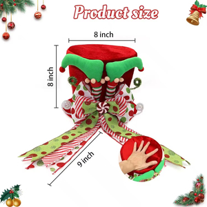 Décoration de Noël en tissu écologique, nœud rayé rouge et vert fait main pour le sommet du sapin, vente en gros pour la décoration de la maison et des fêtes - Product Image 3