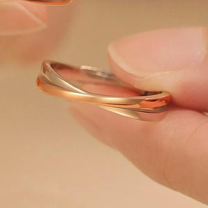 BASQUESUN工場カラフルウイグルリングカップル銅インレイ<span class=keywords><strong>50</strong></span>セントダイヤモンドバレンタインデーギフトクロス気質ペアリング - Product Image 2