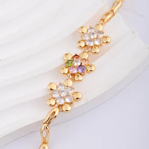 Multiple Chain Bracelet <strong>for</strong> Women Gold Plated Cubic Zirconia Flower Bracelet Party Anniversary <strong>Jewellery</strong> Gift <strong>for</strong> Women/<strong>Mum</strong>/Wife - Product Image 5