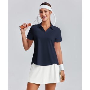 FOXA Polo de golf pour femme à manches courtes, col en V, UPF 50+, respirant, séchage rapide, haut de sport pour le golf - Product Image 3