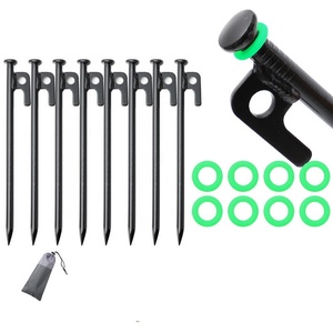Estacas negras de acero de alta resistencia para exteriores, carpa duradera con agujeros para acampar, senderismo, toldo de viaje, 20CM - Product Image 3