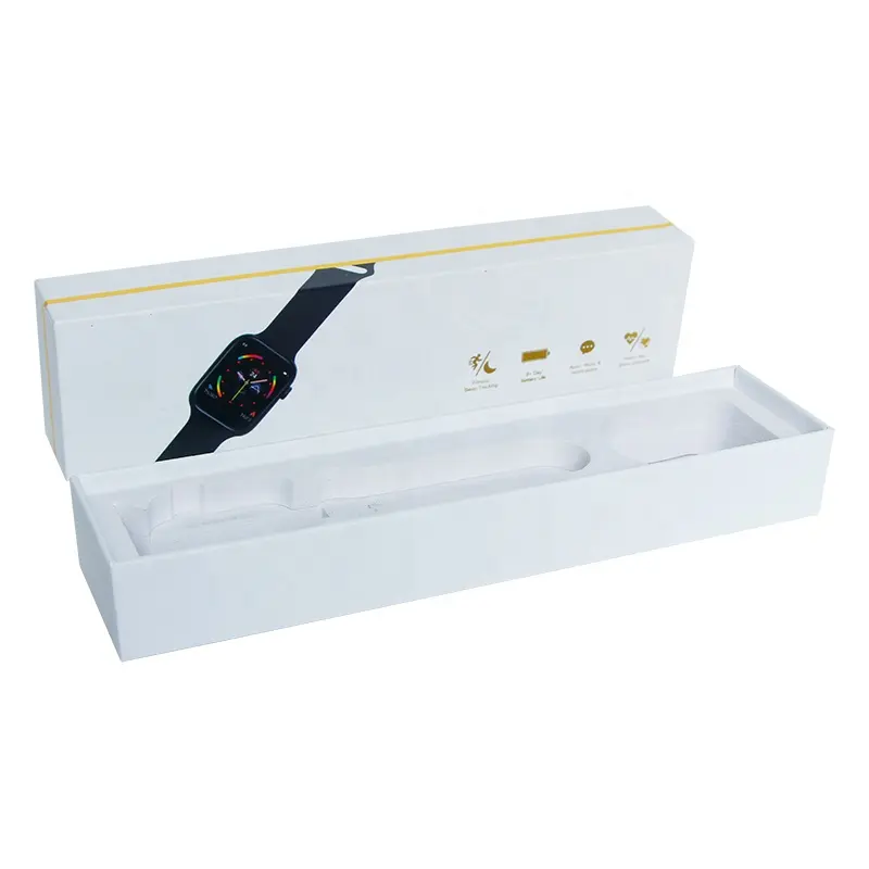 Kustom Mewah Smart Sport Watch Band Kotak Kertas Kemasan dengan Emas Hot Stamping Foil UV Coating Karton Hadiah Kotak Kemasan