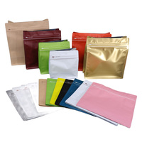 Sacs à fond plat en gros en stock, pochettes carrées verticales vides pour snacks et noix, emballage avec fermeture éclair refermable, logo personnalisé