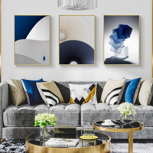 Commercio all'ingrosso Hotel progetto di decorazione per la casa moderna di cristallo geometrico in porcellana quadro dipinto astratto con cornice - Product Image 3