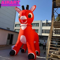 Mascotte gonflable géante de renne à nez rouge de dessin animé, accessoire mignon de renne de Noël pour événements festifs et décoration de centres commerciaux