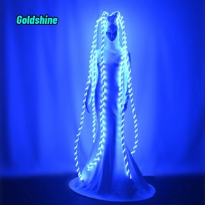 Robe et cheveux à lumière LED pour <span class=keywords><strong>chanteuse</strong></span> sexy Performance Colorful Gogo Collar Dance Costume for Halloween Nightclub Bar Props - Product Image 1