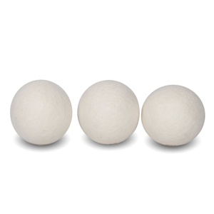 Boules de laine organique XL fait à la main, pour sécher le tissu naturel réutilisable, 1000 + charges, 3 balles en feutre blanc - Product Image 1