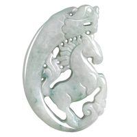Pendentif ethnique en jade naturel de Birmanie, motif Dragon et Cheval du Zodiaque, en jade gluant, pour hommes et femmes