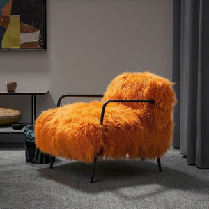 Salon design italien de luxe moderne Chaises simples en tissu Salon de loisirs Fauteuil en laine de <span class=keywords><strong>mouton</strong></span> - Product Image 5