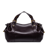 Sac fourre-tout décontracté pour femme en PU souple, couleur unie, doublure polyester, capacité 20-35L, avec rivets et fermeture éclair, sac à bandoulière