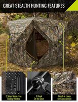 Tente de chasse pop-up portable en tissu Oxford, abri au sol à montage rapide pour la chasse au cerf et au dinde - Direct Usine