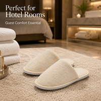 Chaussons d'hôtel jetables en polaire corail à bout fermé, lavables, pour kits d'accueil de chambre d'hôtel et voyages, vente en gros à prix abordable