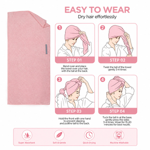 Custom Microfiber Super Absorbent Waffle <strong>Hair</strong> <strong>Towel</strong> Quick <strong>Drying</strong> Soft Comfortable <strong>Hair</strong> Dry Turban <strong>Towel</strong> - Product Image 5