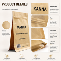 Sachets à fond plat en papier kraft imprimés avec logo personnalisé, qualité alimentaire pour le thé, sachets autoportants pour aliments secs avec logo personnalisé