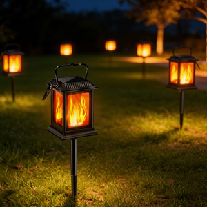Lámpara Solar con Forma de Llama, Luz LED con Control, para Jardín, Patio, Villa, Paisaje - Product Image 1