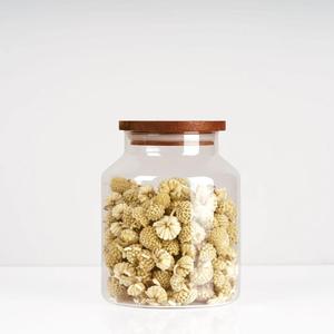 Factory Supply Wholesale Kitchen glass bottles Jars wholesale glass storage container with acacia lids
