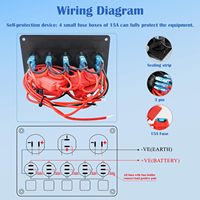 Panneau d'interrupteurs à bascule multifonctionnel pour applications marines avec bloc de fusibles, voltmètre numérique LED, prise allume-cigare et double chargeur USB
