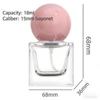 Échantillons en gros de petite taille 18 ml, flacon pulvérisateur de parfum mini vide en verre carré à sertir, rose, avec écran sérigraphié givré