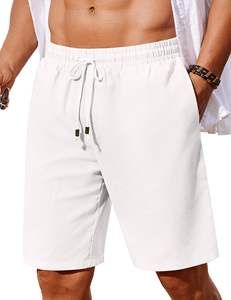 Cool Men's Polyester/Cotton Board Shorts Cintura elástica Cordón Loose Fit Transpirable Summer Beach con bolsillos - Product Image 3