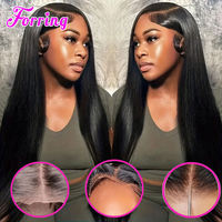 Wig Rambut Asli India HD Lace Front, Wig Rambut Manusia Full Lace 100% Tanpa Lem dengan Kutikula Sejajar, Wig Lace Frontal untuk Wanita Kulit Hitam