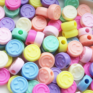 20mm Macaron Color <span class=keywords><strong>plastica</strong></span> sorriso faccia felice <span class=keywords><strong>perline</strong></span> con grande foro ciondoli rotondi - Product Image 2