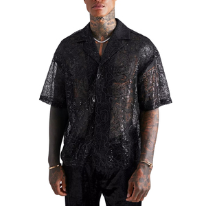 Camicie da <span class=keywords><strong>uomo</strong></span> di alta qualità personalizzate Plus Size produttore Texture Button up puro <span class=keywords><strong>pizzo</strong></span> floreale <span class=keywords><strong>camicia</strong></span> oversize per gli uomini - Product Image 4