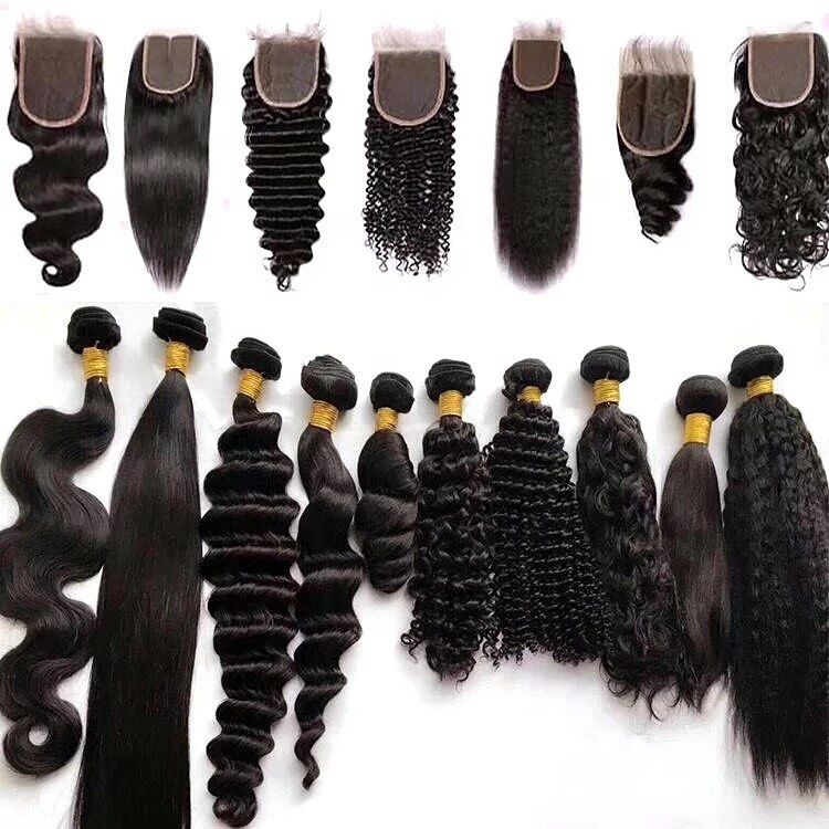 Paquetes de pelo, cierres, frontales