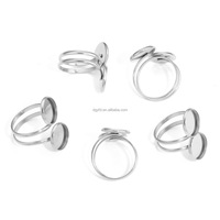 Edelstahl-Doppelrand-Ringrohlinge, vergoldet, verstellbare Ringbasis, runde Cabochon-Fassung für Emaille- und Harzschmuckherstellung