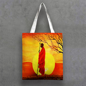 Estilo <span class=keywords><strong>de</strong></span> moda <span class=keywords><strong>vida</strong></span> humanística Africana pintura al óleo tamaño mediano bolsa <span class=keywords><strong>de</strong></span> lona <span class=keywords><strong>de</strong></span> algodón - Product Image 3
