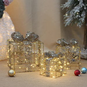 <b>Christmas</b> Light Up Three Piece Gift <b>Box</b> Display Rectangle Decor For <b>Christmas</b> <b>Tree</b> And Scene Setup - Product Image 4