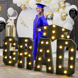DAMAI 2025 Lettres géantes noires et dorées lumineuses pour décorations de remise de diplôme, cadre de lettres géantes, lumières pour toque de remise de diplôme - Product Image 4