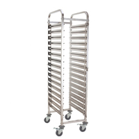 Chariot à plateaux GN avec roulettes, résistant à l'eau, pour hôtels et restaurants, en acier inoxydable poli miroir, chariot mobile pour plateaux de cuisson 1