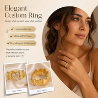 18K Gold PVD Edelstahl Multi-Herz Ehering für Damen Kristall-Pavé Vergoldet Wasserdicht Hypoallergen Großhandel Schmuck