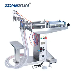 ZONESUN-máquina de llenado de tarros de líquido y aceite esencial comestible, máquina neumática semiautomática de doble cabeza, ZS-YTFS2, 100-1000ML