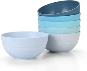 Set of 6 Unbreakable Cereal Bowls Microwave and Dishwasher BPA Free E-Co Friendly Wheat Straw Bowl Assorted Color Dessert Bowls