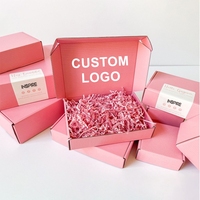 Emballages en carton ondulé pour produits cosmétiques de couleur rose en gros, boîtes d'expédition postales avec logo