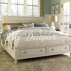 <span class=keywords><strong>Lit</strong></span> <span class=keywords><strong>double</strong></span> américain en bois <span class=keywords><strong>de</strong></span> chêne massif personnalisé <span class=keywords><strong>de</strong></span> 1.5/1.8m <span class=keywords><strong>Lit</strong></span> <span class=keywords><strong>de</strong></span> <span class=keywords><strong>rangement</strong></span> français vintage vieux blanc pour chambre principale Mariage traditionnel - Product Image 2