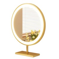 Table de toilette en métal de style Art déco haut de gamme pour chambre principale, grand miroir de maquillage de bureau avec lumière rotative pour usage domestique