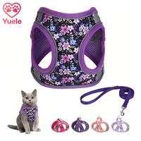 Harnais de poitrine pour animaux de compagnie, respirant, léger, réfléchissant, imprimé, couleur unie, en polyester, avec fermeture à cordon, pour la promenade des chats et des chiens