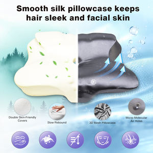 Oreiller en mousse à mémoire de forme certifié OEKO-TEX CertiPUR-US, taie d'oreiller en soie lisse, rebond lent, ergonomique, orthopédique, pour lit - Product Image 3