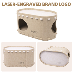 Filz-Katzenhöhle Bett Indoor-Tierhaus Maßgefertigte Katzenhöhle für Katzen mit Tiermuster Kratz- und Versteckmöglichkeiten Geschlossen - Product Image 5