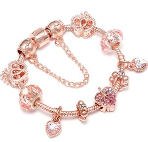 De moda corazón pulsera de oro rosa de las mujeres corona <span class=keywords><strong>pulseras</strong></span> <span class=keywords><strong>para</strong></span> niñas <span class=keywords><strong>adolescentes</strong></span>. - Product Image 1