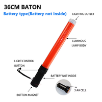 Bâton LED rechargeable étanche de 36 cm, lumière d'avertissement de sécurité pour la patrouille et les exercices d'incendie