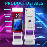 Mesin Photo Booth Cermin Ajaib Berkualitas Tinggi dengan Tray Printer, Layar Sentuh Persegi, dan Lampu