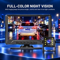 Caméra de tableau de bord pour camion 7 pouces 2CH avec écran partagé, double objectif 1080P, moniteur DVR, vision nocturne, caméra de recul pour véhicule lourd 12 à 24V