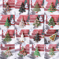 Broche Arbre de Noël Créative en Alliage de Zinc Émaillé avec Pierres Naturelles et Strass, Style Européen et Américain, pour Mariage et Vêtements