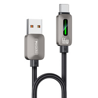 Câble de données Yesido 1,2 mètre 66W à charge rapide USB vers Type-C avec éclairage, compatible CarPlay, en alliage de zinc CA137C