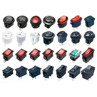 Interrupteur à Bascule 3 Broches 3 Positions, Interrupteur de Bateau Encliquetable CA 250V/16A, Interrupteur à Bascule Rond/Carré Personnalisé avec Lumières LED