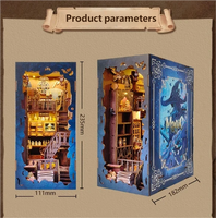 Puzzle 3D en bois Book Nook - Maison de poupée à construire soi-même avec modèle de bibliothèque miniature